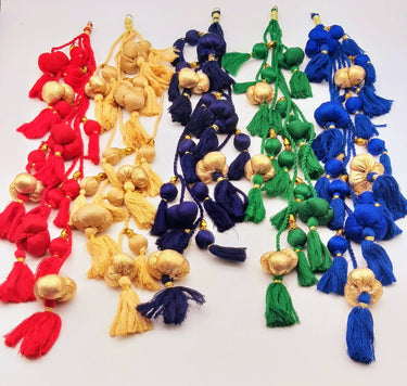 Red And Gold Fabric Balls Bunch Tassels, Latkan, Embellishments